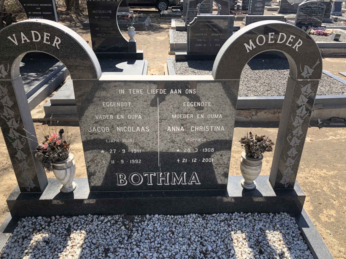 BOTHMA Jacob Nicolaas 1911-1992 &amp; Anna Christina 1908-2001