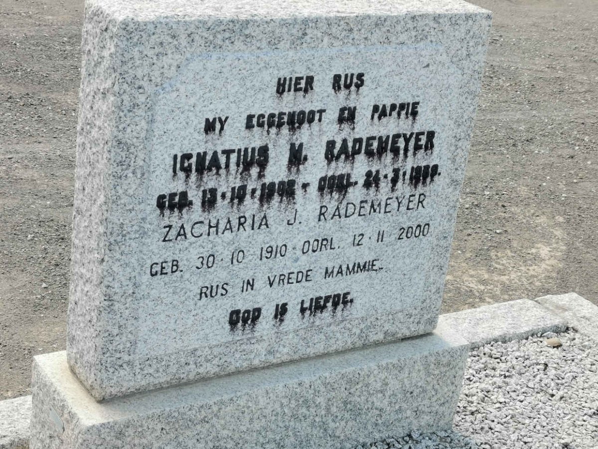 RADEMEYER Ignatius M. 1902-1969 &amp; Zacharia J. 1910-2000