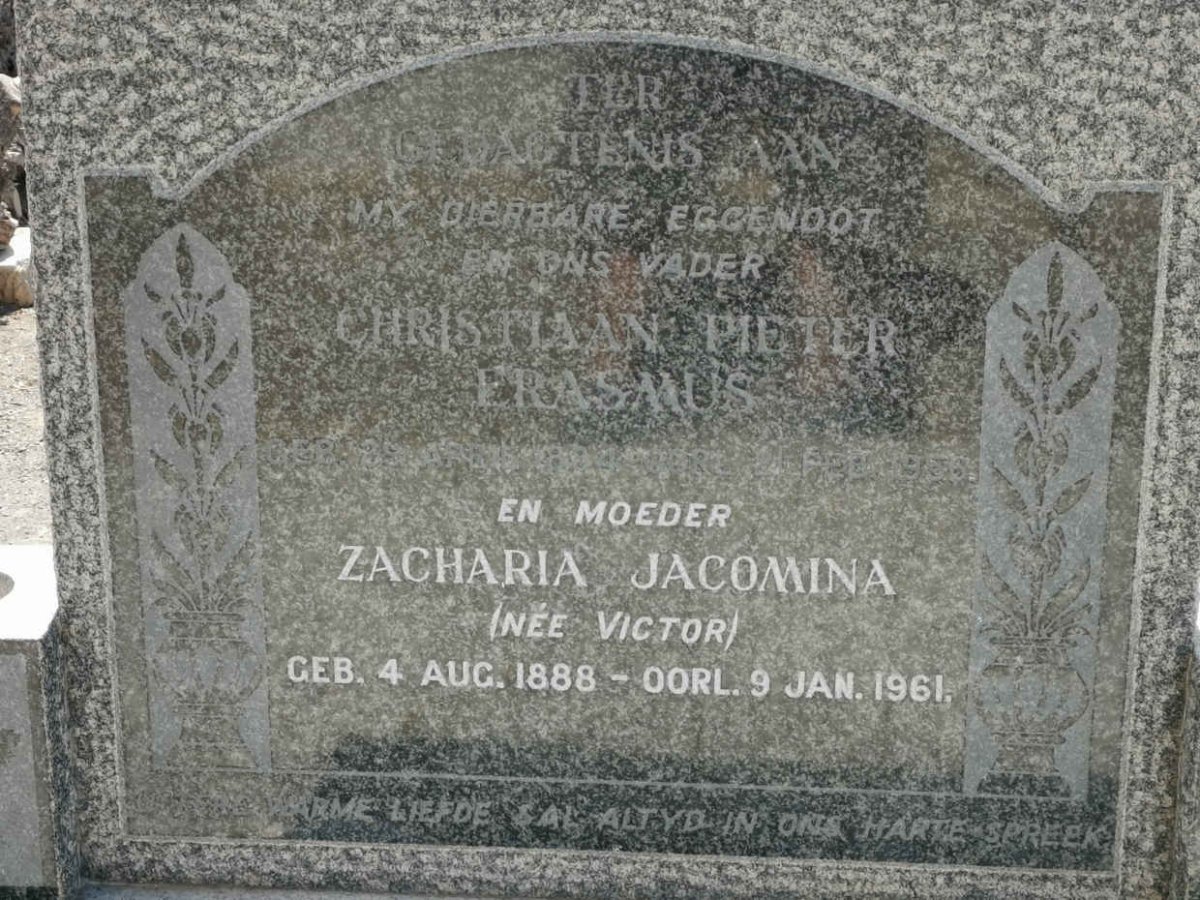 ERASMUS Christiaan Pieter 1884-1956 &amp; Zacharia Jacomina VICTOR 1888-1961