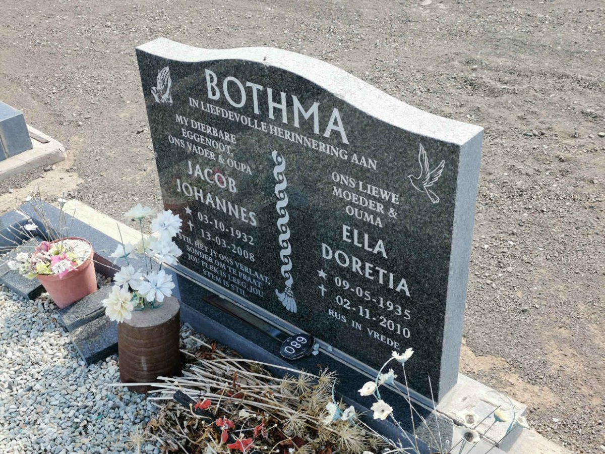 BOTHMA Jacob Johannes 1932-2008 &amp; Ella Doretia 1935-2010