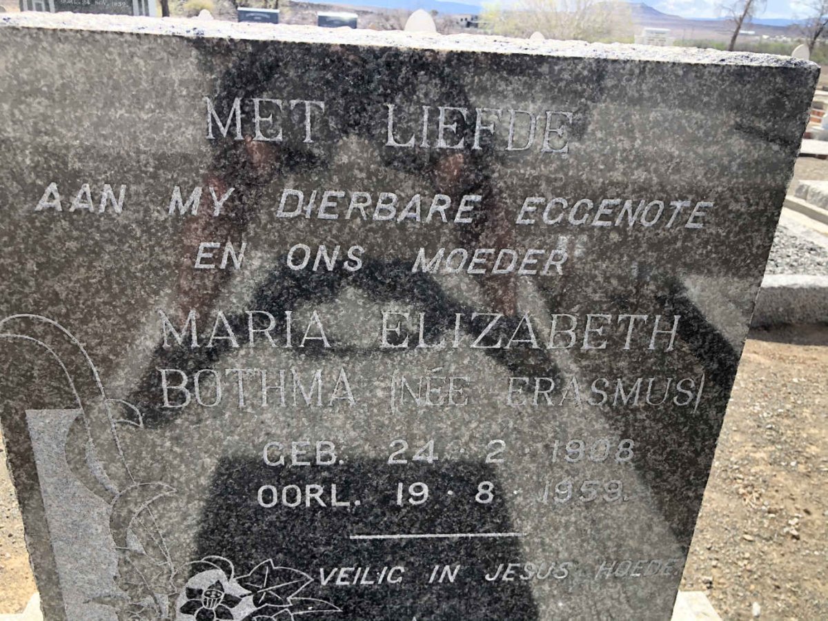 BOTHMA Maria Elizabeth nee ERASMUS 1908-1959