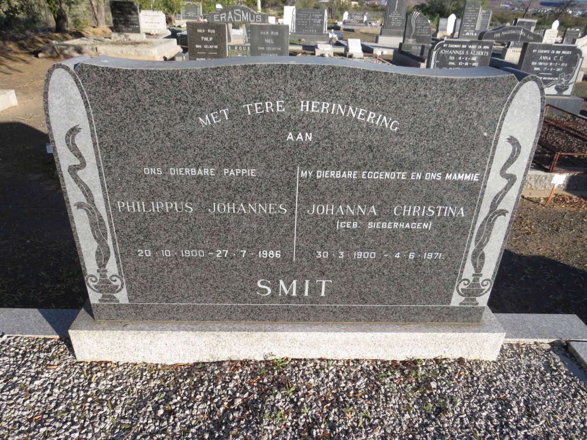 SMIT Philippus Johannes 1900-1986 & Johanna Christina SIEBERHAGEN 1900-1971