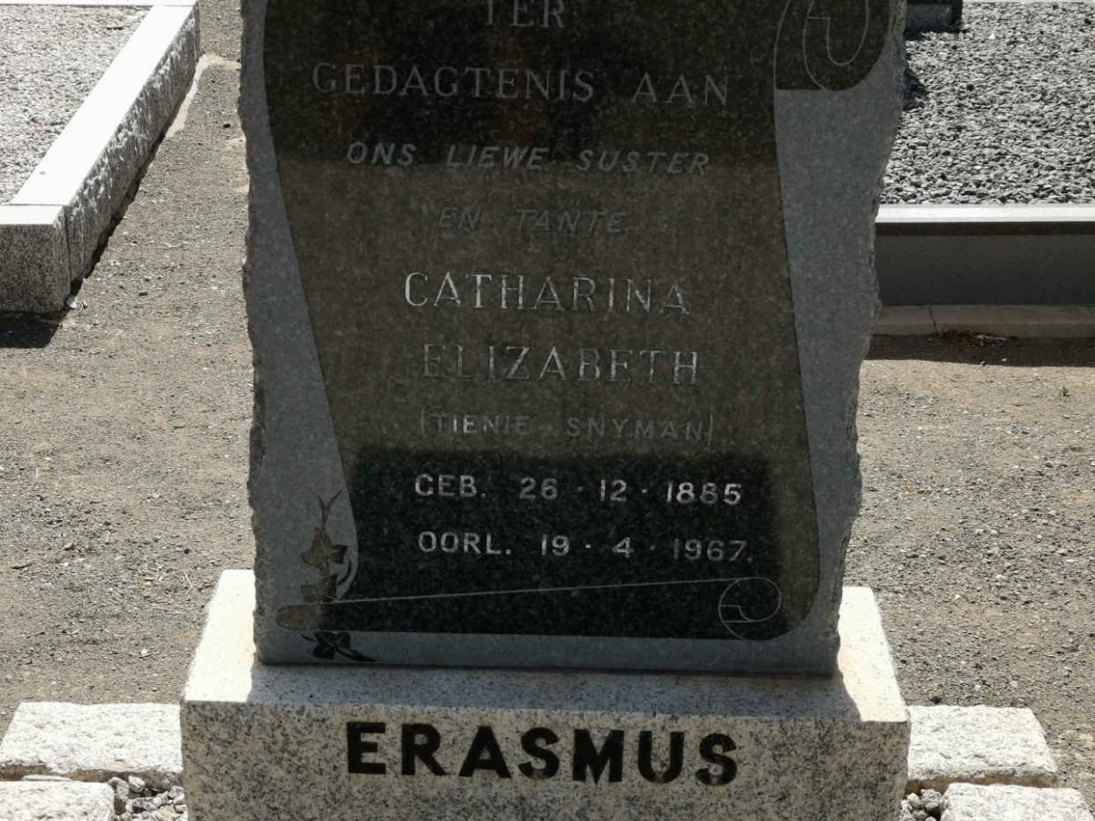 ERASMUS Catharina Elizabeth nee SNYMAN 1885-1967