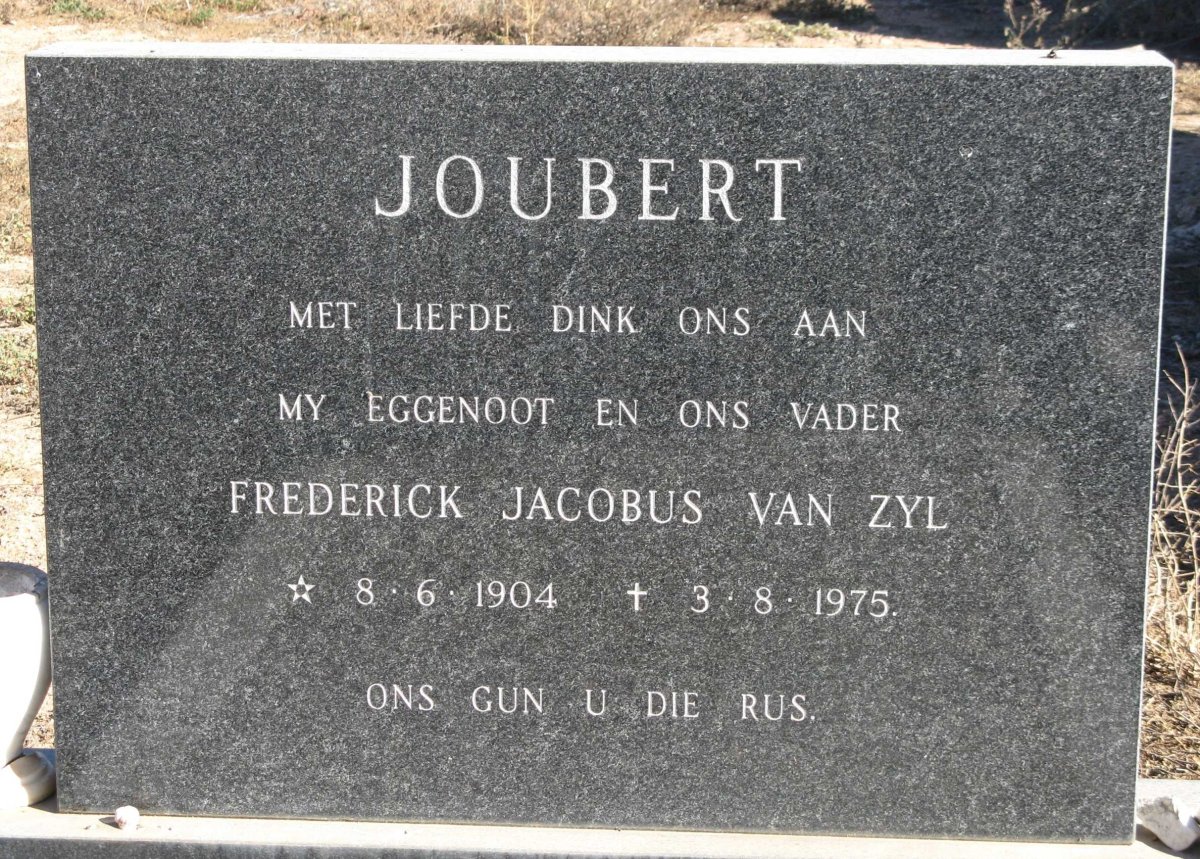 JOUBERT Frederick Jacobus van Zyl 1904-1975