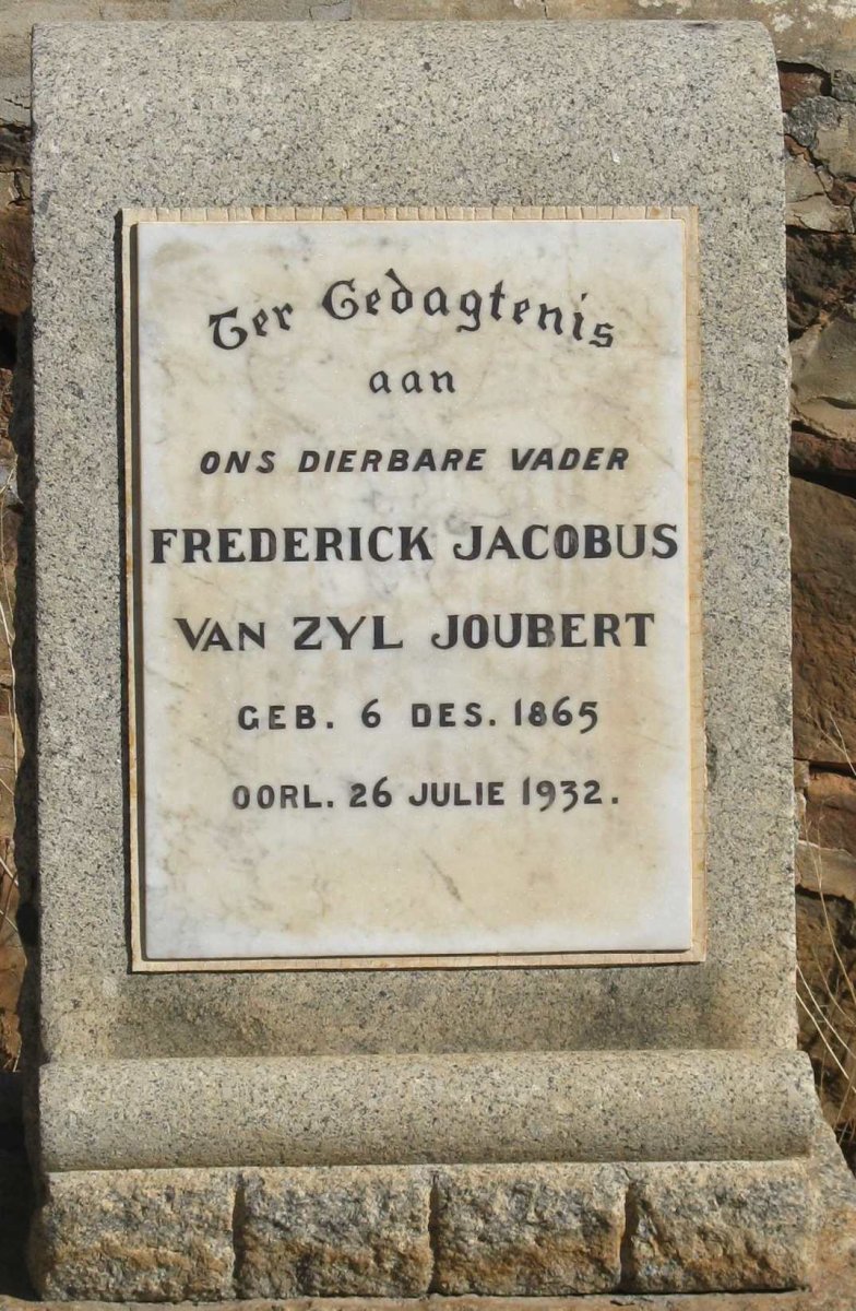 JOUBERT Frederick Jacobus van Zyl 1865-1932