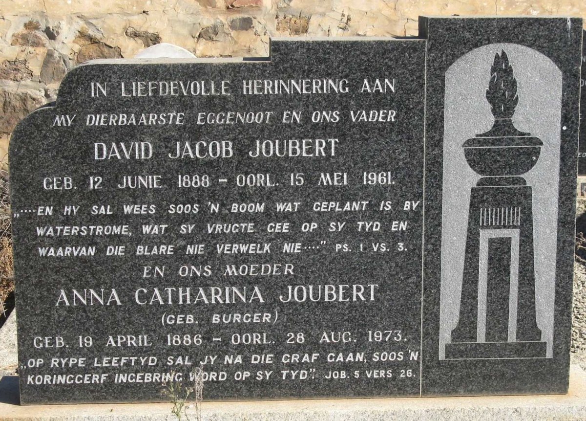 JOUBERT David Jacob 1888-1961 &amp; Anna Catharina BURGER 1886-1973