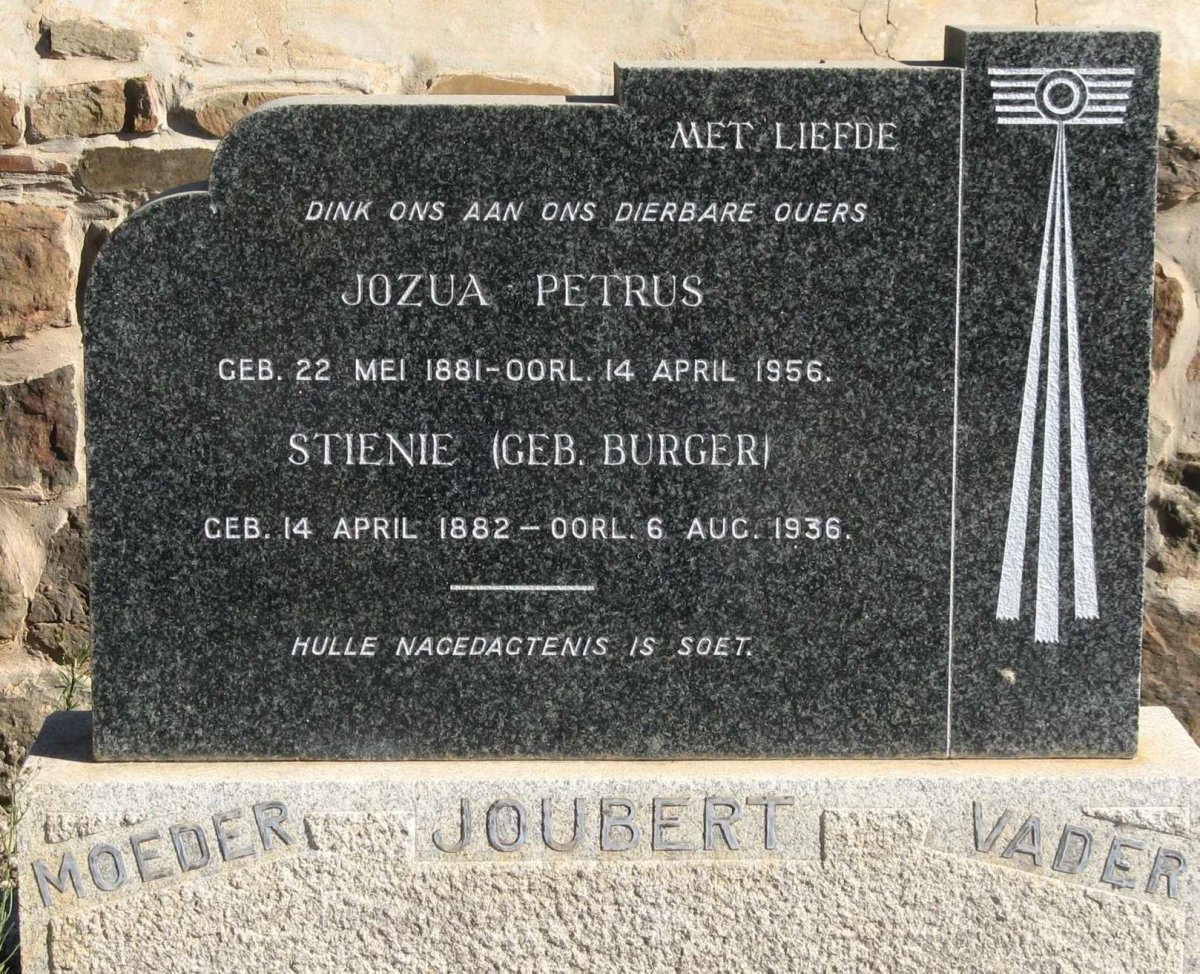 JOUBERT Jozua Petrus 1881-1956 &amp; Stienie BURGER 1882-1936