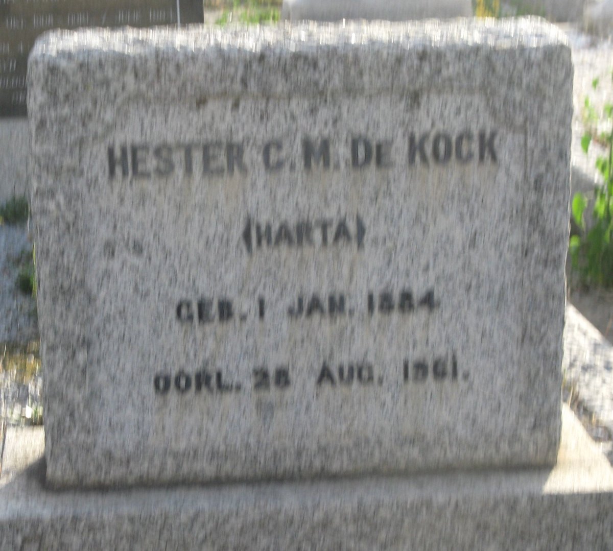 KOCK Hester C.M., de 1884-1961