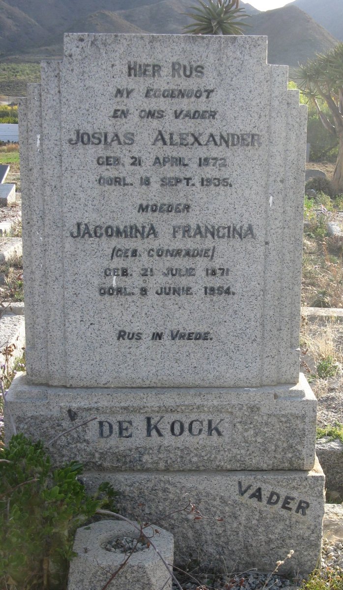 KOCK Josias Alexander, de 1872-1935 &amp; Jacomina Francina CONRADIE 1871-1954