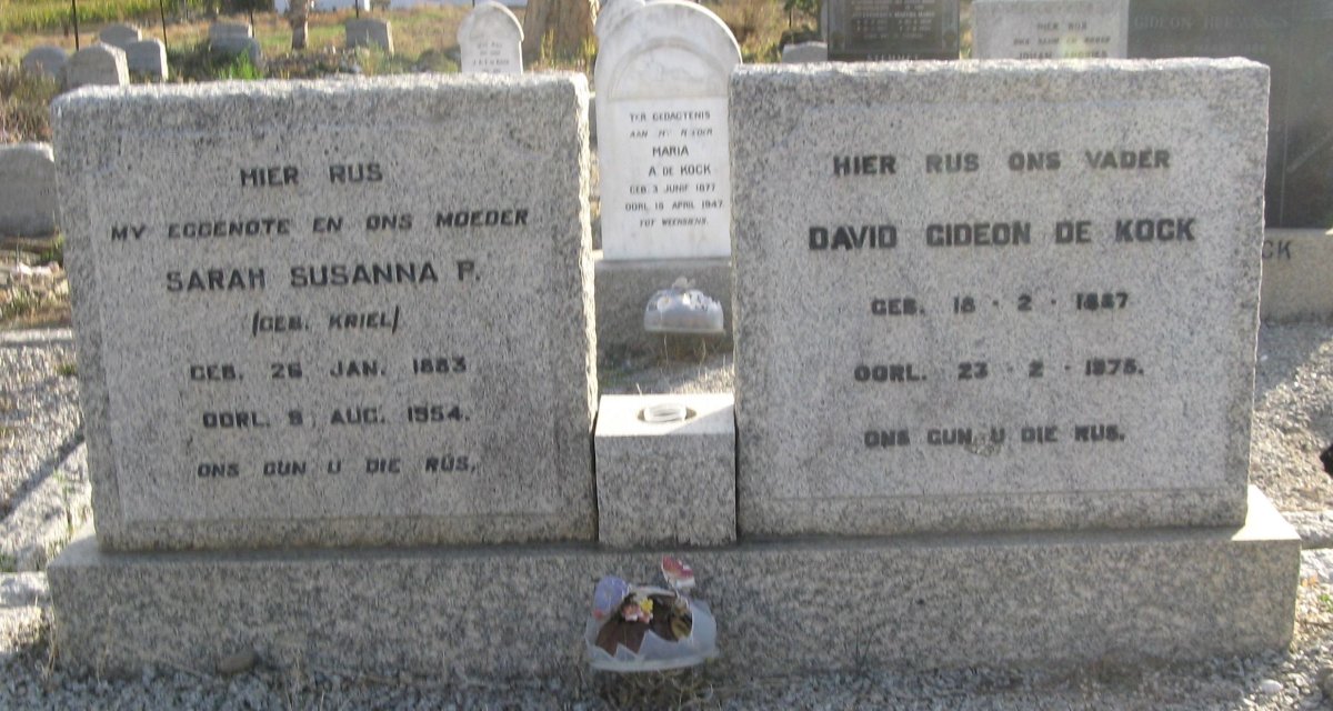 KOCK David Gideon, de 1887-1975 &amp; Sarah Susanna P. KRIEL 1883-1954