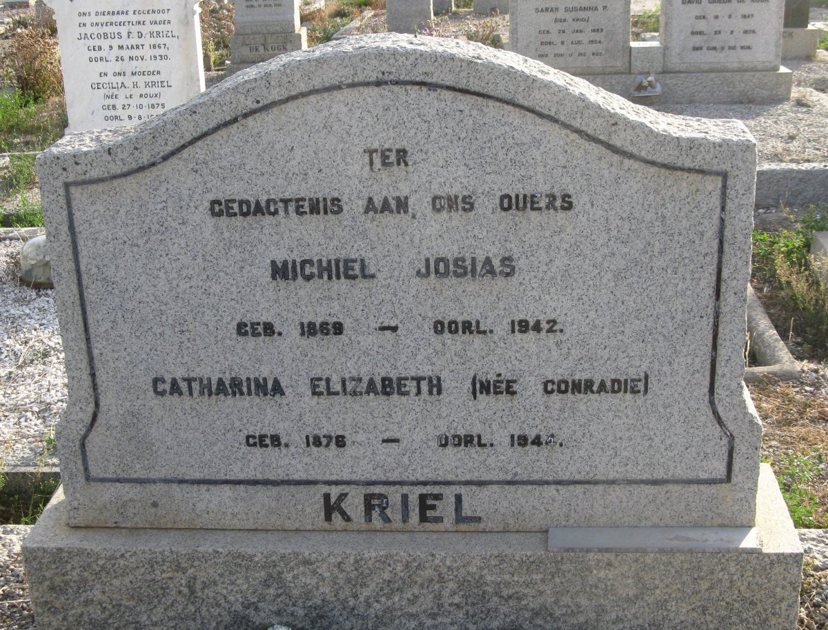 KRIEL Michiel Josias 1869-1942 &amp; Catharina Elizabeth CONRADIE 1876-1944