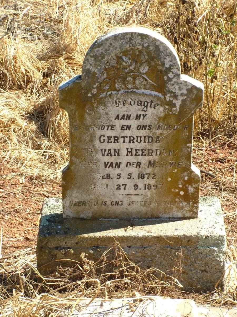 HEERDEN Gertruida P., van nee VAN DER MERWE 1872-1897