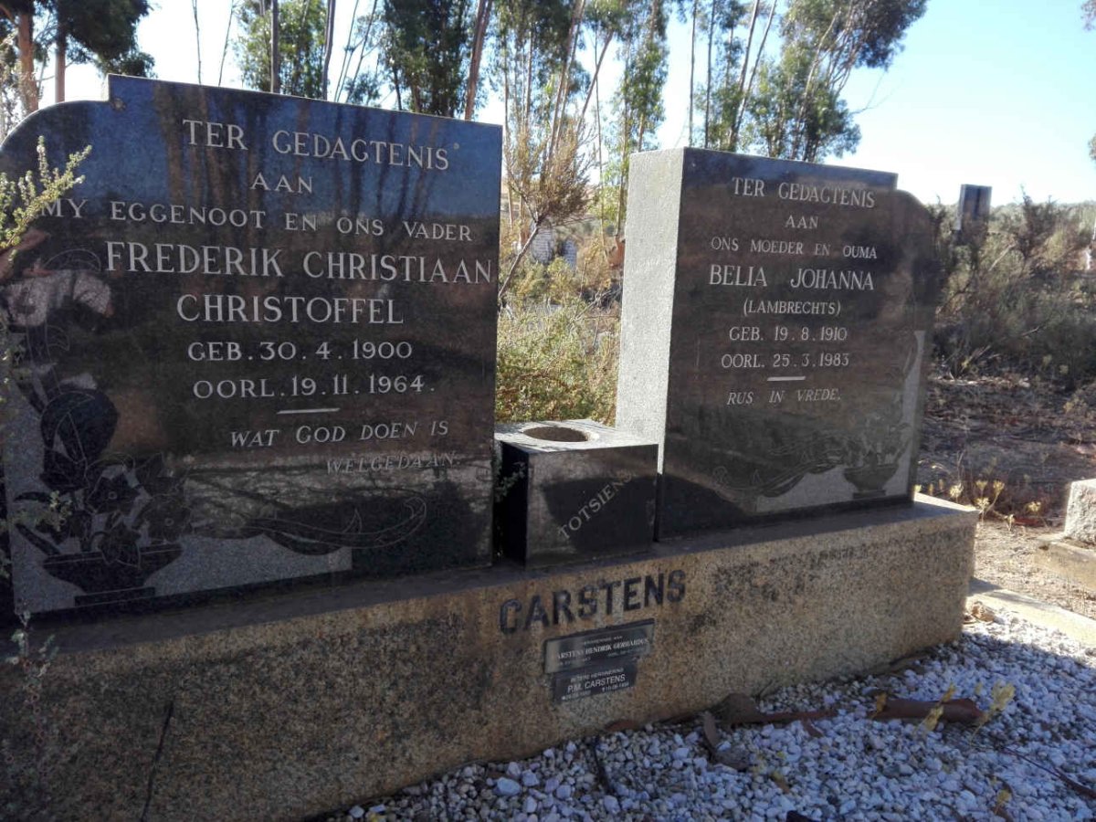 CARSTENS Frederik Christiaan Christoffel 1900-1964 & Belia Johannes LAMBRECHTS 1910-1983