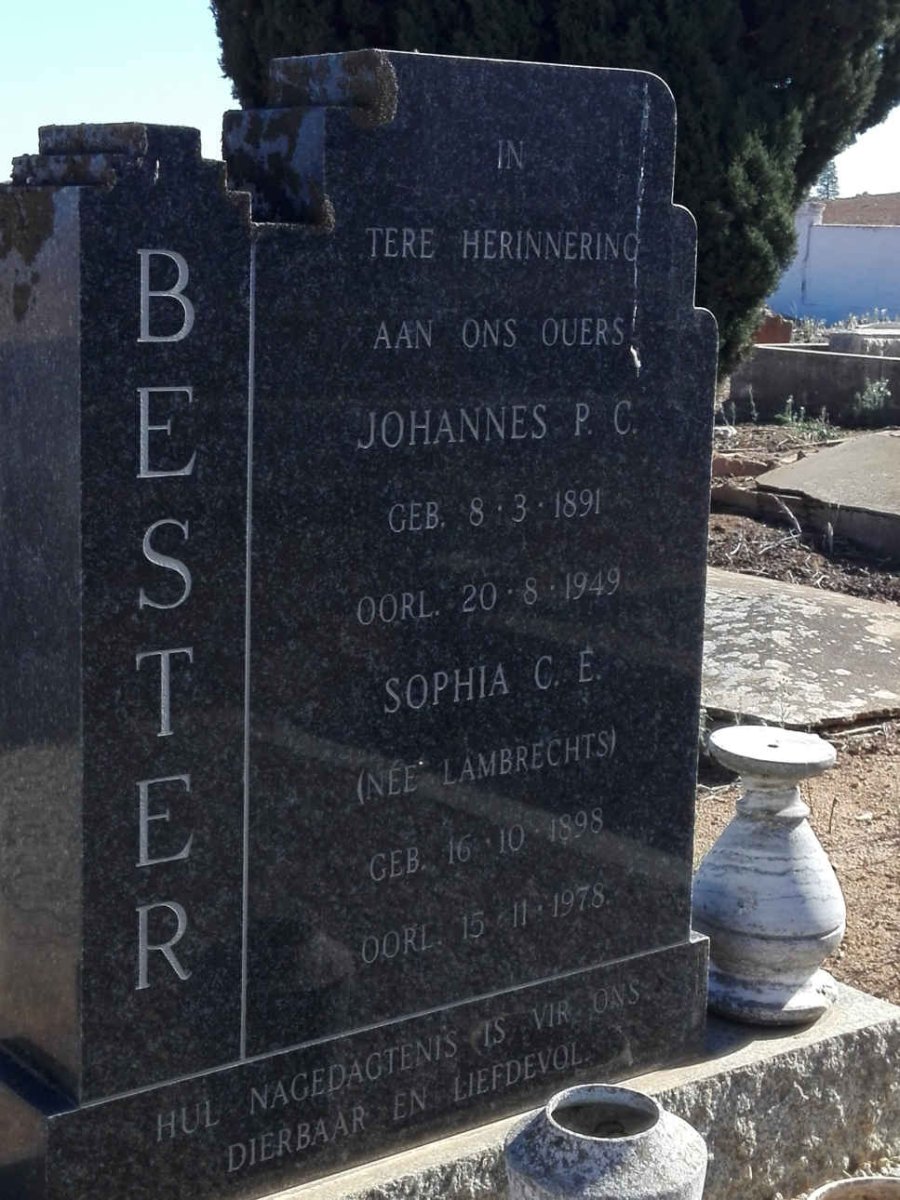 BESTER Johannes P.C. 1891-1949 & Sophia C.E. LAMBRECHTS 1898-1978
