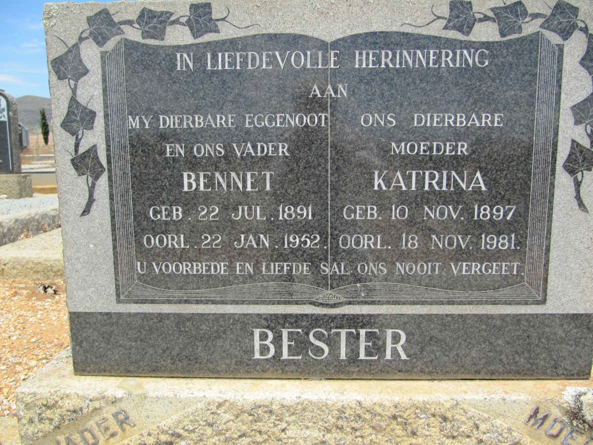 BESTER Bennet 1891-1952 &amp; Katrina 1897-1981