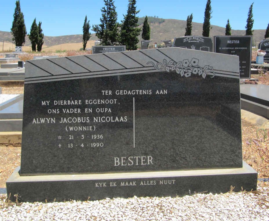 BESTER Alwyn Jacobus Nicolaas 1936-1990