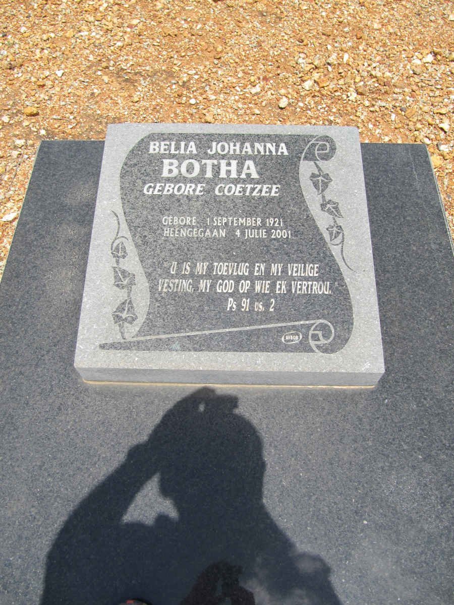 BOTHA Belia Johanna nee COETZEE 1921-2001
