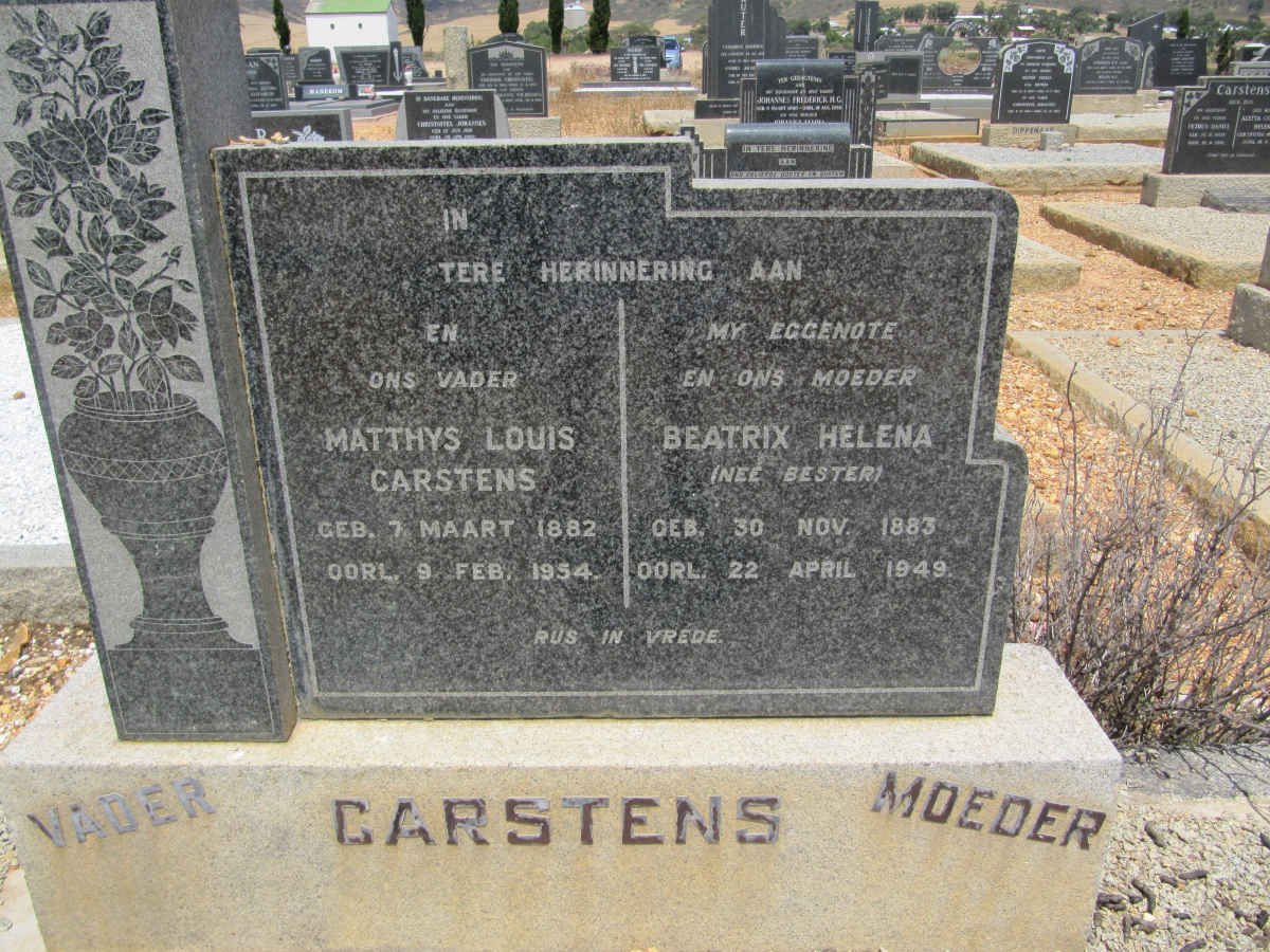 CARSTENS Matthys Louis 1882-1954 &amp; Beatrix Helena BESTER 1883-1949