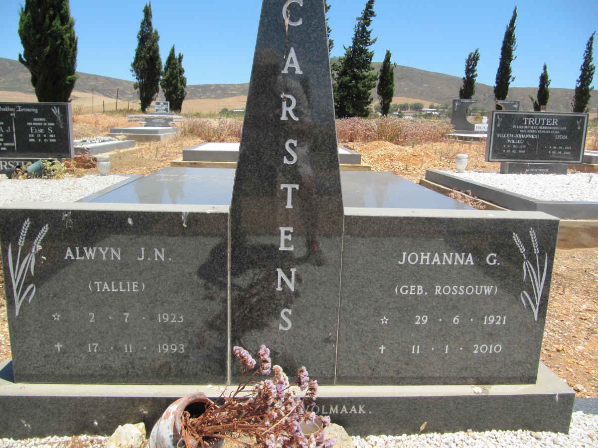 CARSTENS Alwyn J.N. 1923-1993 &amp; Johanna G. ROSSOUW 1921-2010