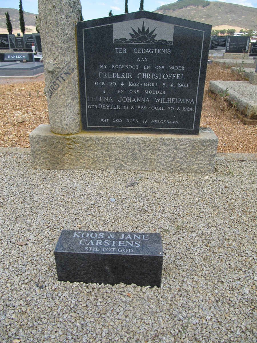 CARSTENS Frederick Christoffel 1882-1963 &amp; Helena Johanna Wilhelmina BESTER 1889-1964