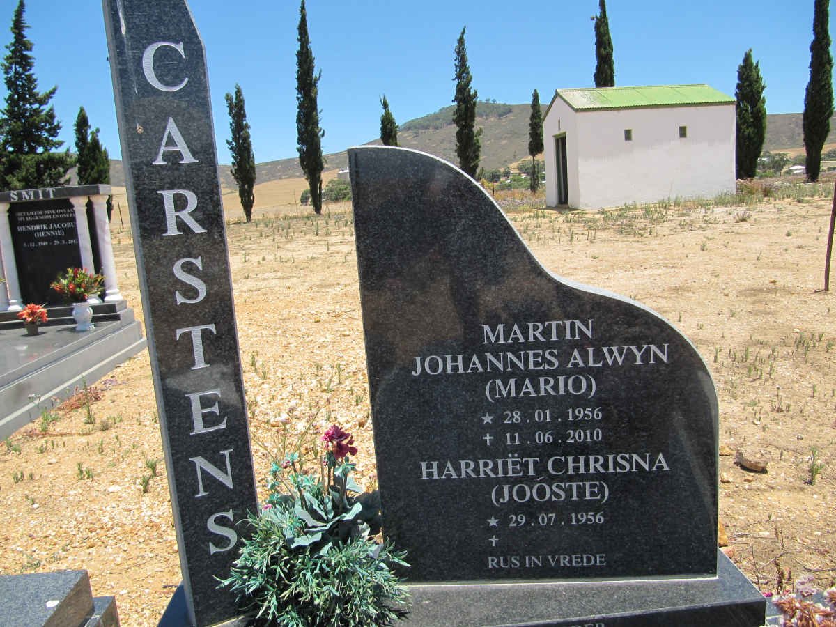 CARSTENS Martin Johannes Alwyn 1956-2010 &amp; Harriët Chrisna JOOSTE 1956-