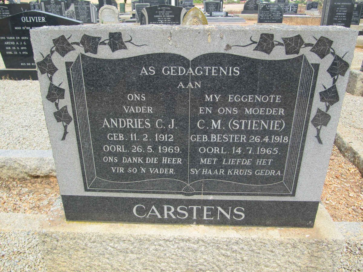 CARSTENS Andries C.J. 1912-1969 &amp; C.M. BESTER 1918-1965