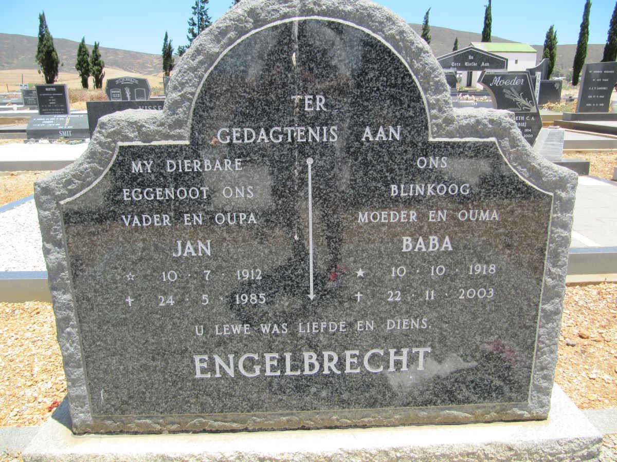 ENGELBRECHT Jan 1912-1985 &amp; Baba 1918-2003