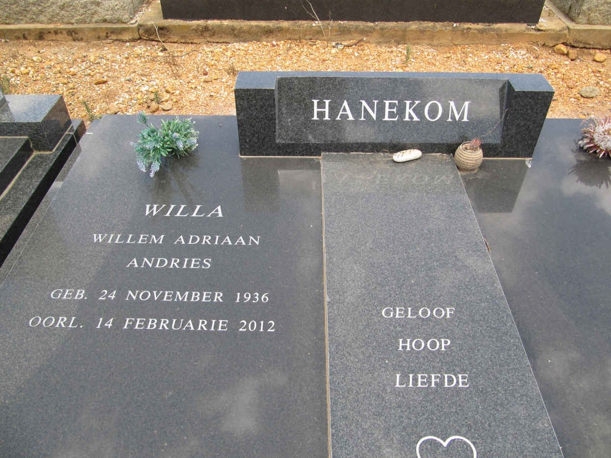HANEKOM Willem Adriaan Andries 1936-2012