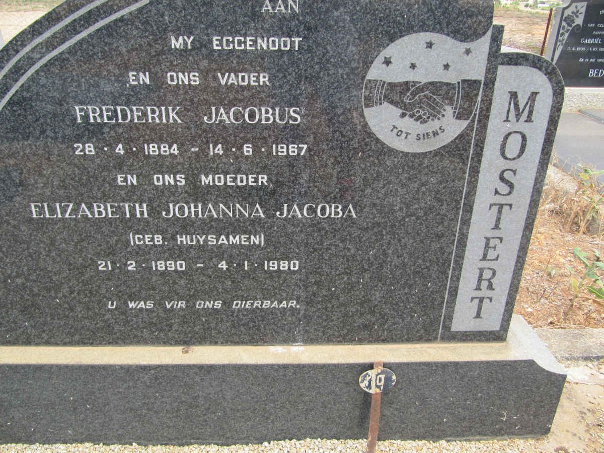 MOSTERT Frederik Jacobus 1884-1967 &amp; Elizabeth Johanna Jacoba HUYSAMEN 1890-1980