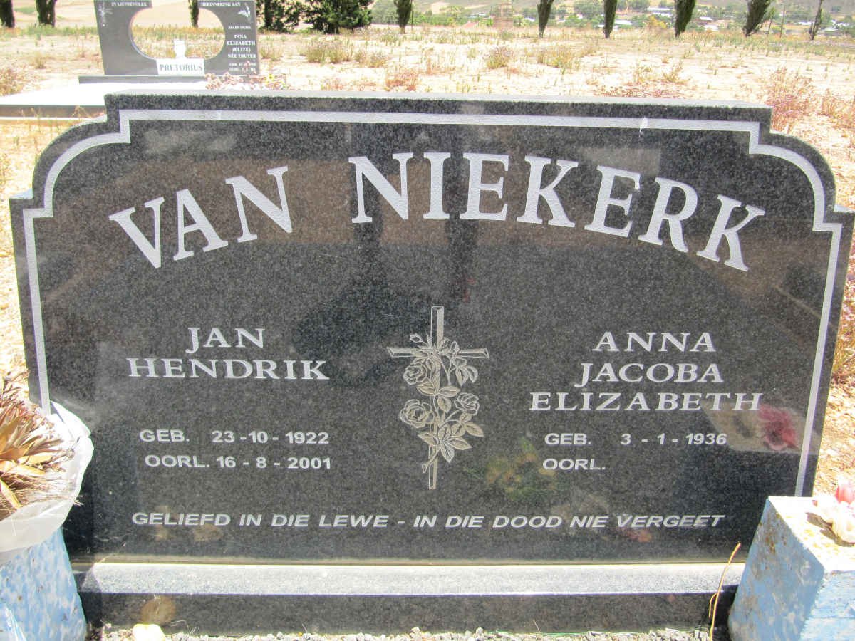 NIEKERK Jan Hendrik, van 1922-2001 &amp; Anna Jacoba Elizabeth 1936-