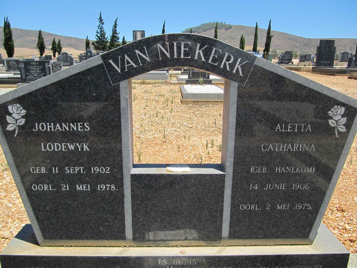 NIEKERK Johannes Lodewyk, van 1902-1978 &amp; Aletta Catharina HANEKOM 1906-1975