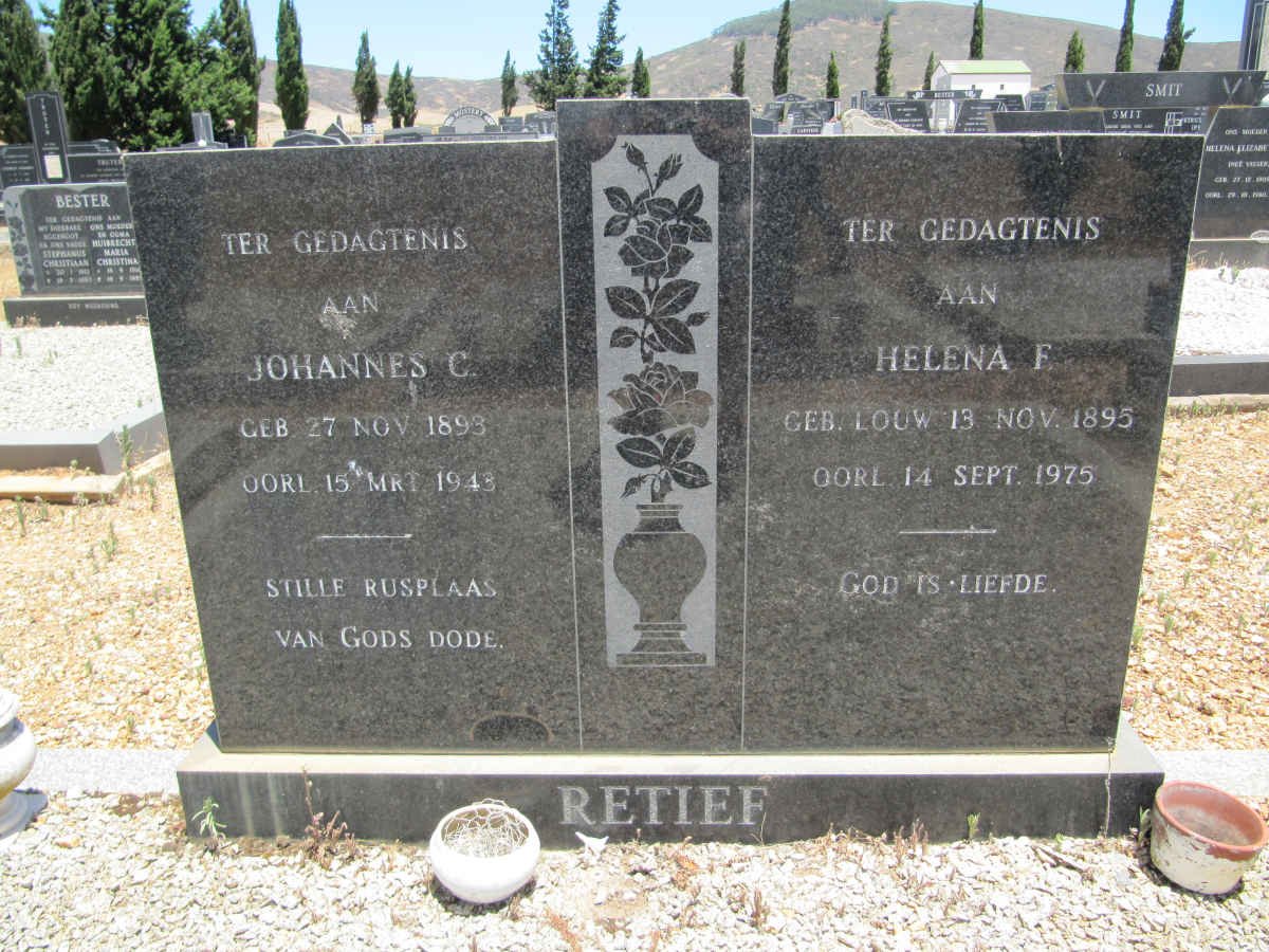 RETIEF Johannes C. 1893-1943 &amp; Helena F. LOUW 1895-1975