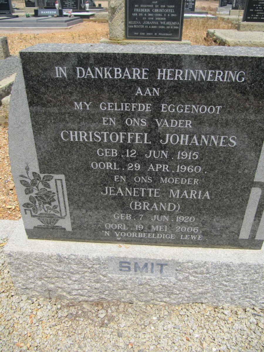 SMIT Christoffel Johannes 1915-1960 &amp; Jeanette Maria BRAND 1920-2006