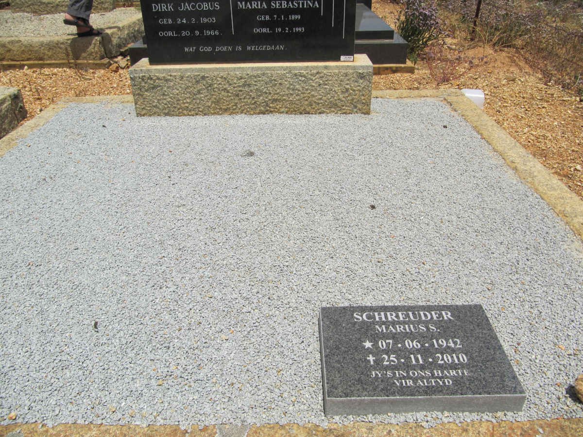 SCHREUDER Dirk Jacobus 1903-1966 &amp; Maria Sebastina 1899-1993 :: SCHREUDER Marius S. 1942-2010
