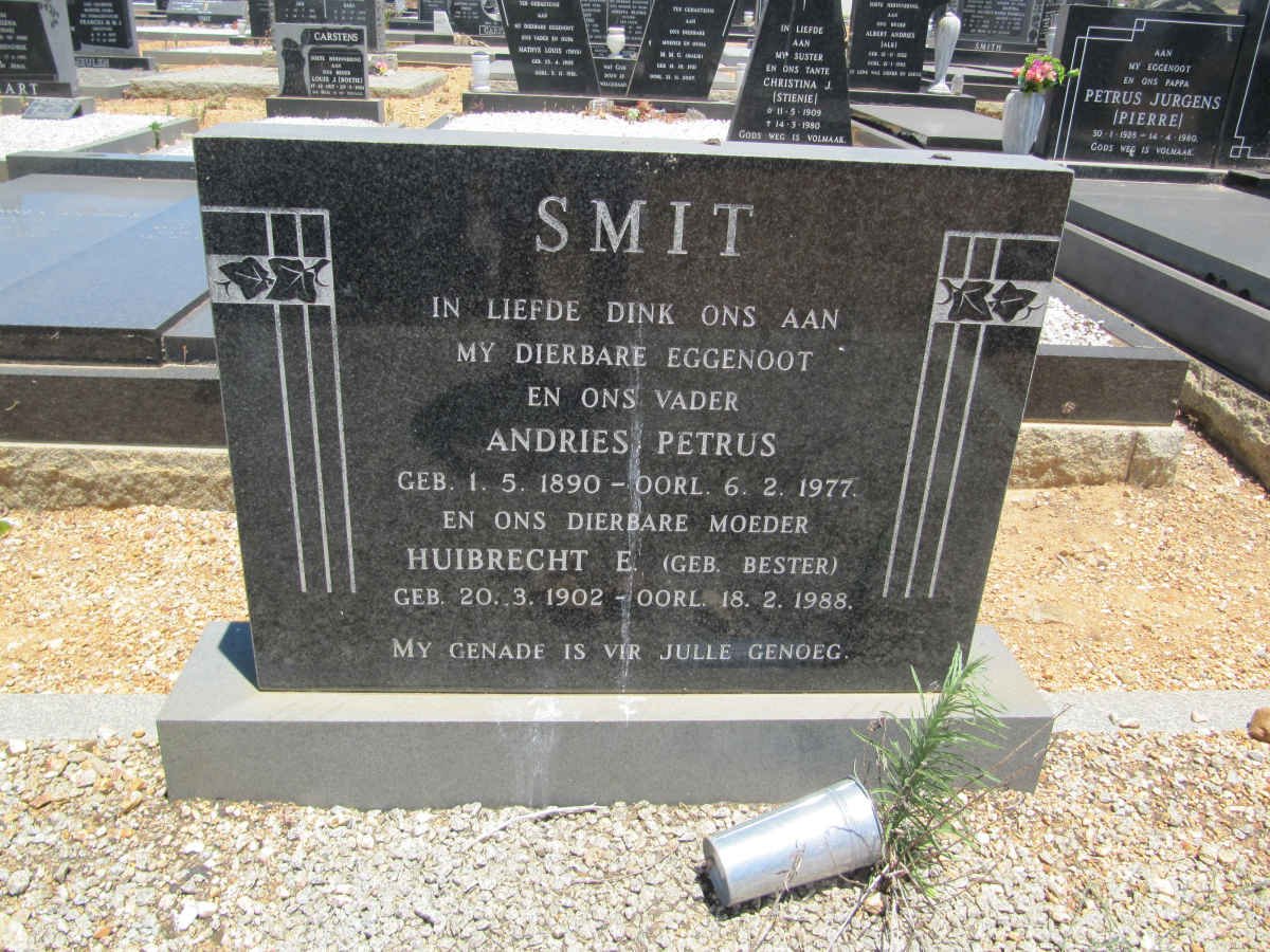 SMIT Andries Petrus 1890-1977 &amp; Huibrecht E. BESTER 1902-1988