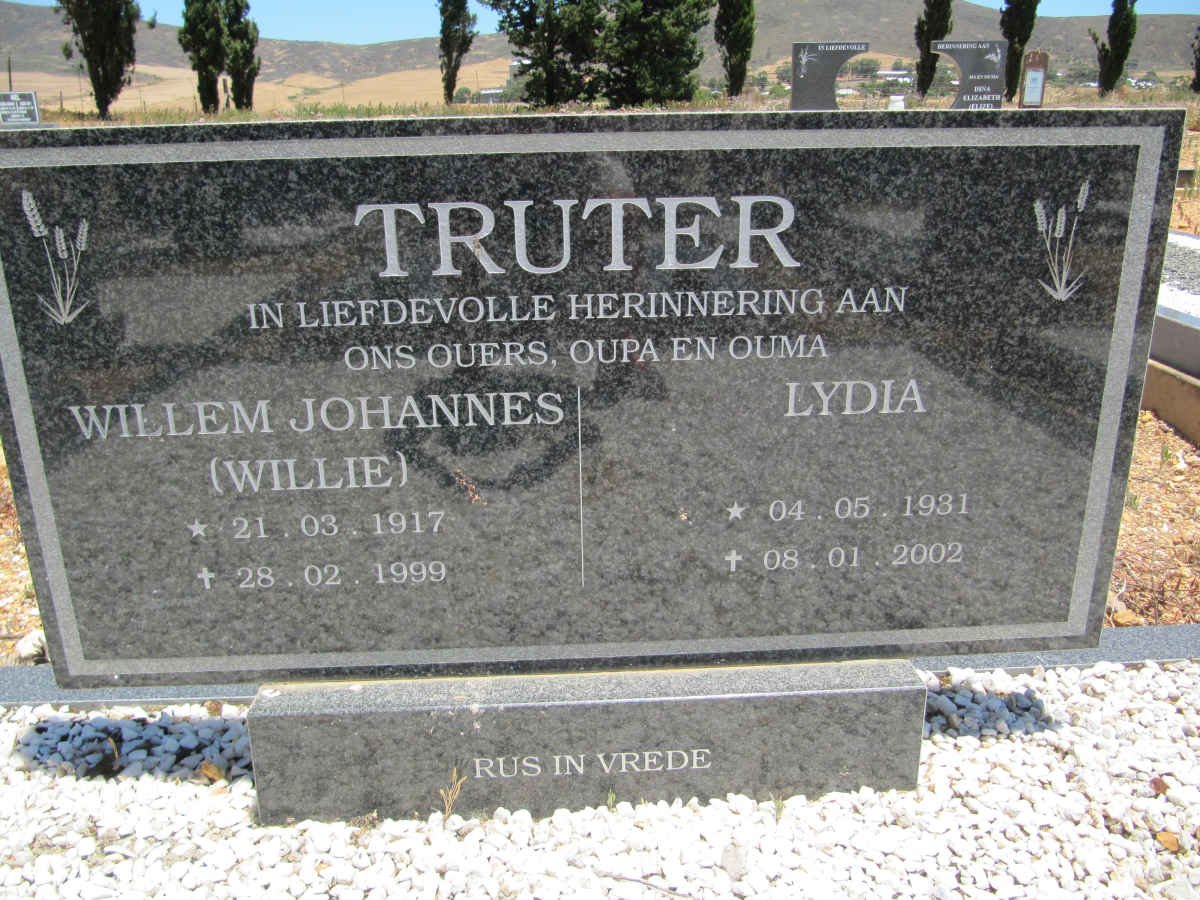 TRUTER Willem Johannes 1917-1999 &amp; Lydia 1931-2002