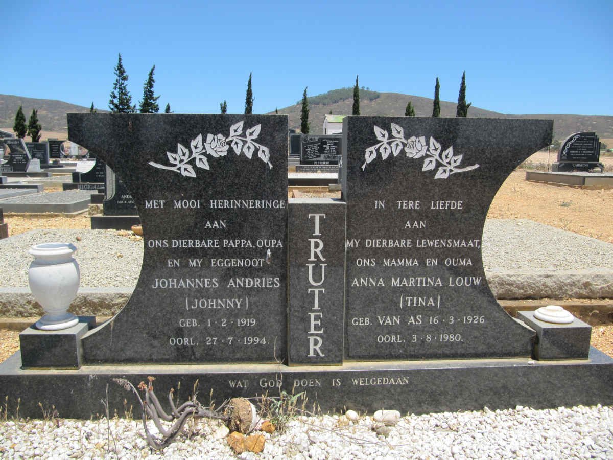 TRUTER Johannes Andries 1919-1994 &amp; Anna Martina Louw VAN AS 1926-1980