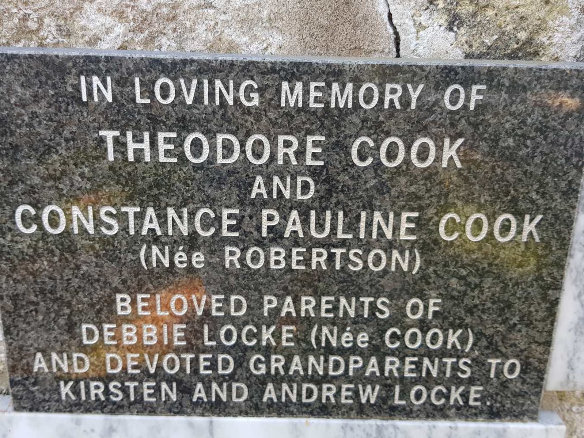 COOK Theodore 1923-1995 &amp; Constance Pauline ROBERTSON 1924-2007