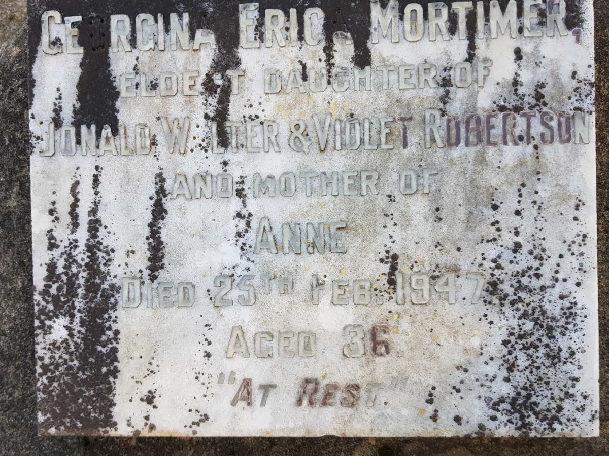 MORTIMER Georgina Erica nee ROBERTSON -1947