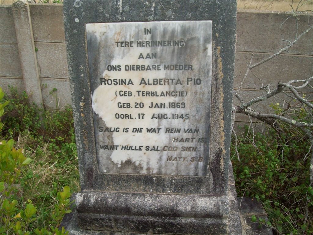 PIO Rosina Alberta nee TERBLANCHE 1869-1945