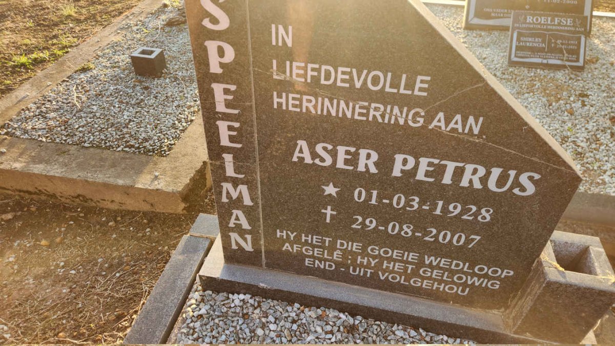 SPEELMAN Aser Petrus 1928-2007