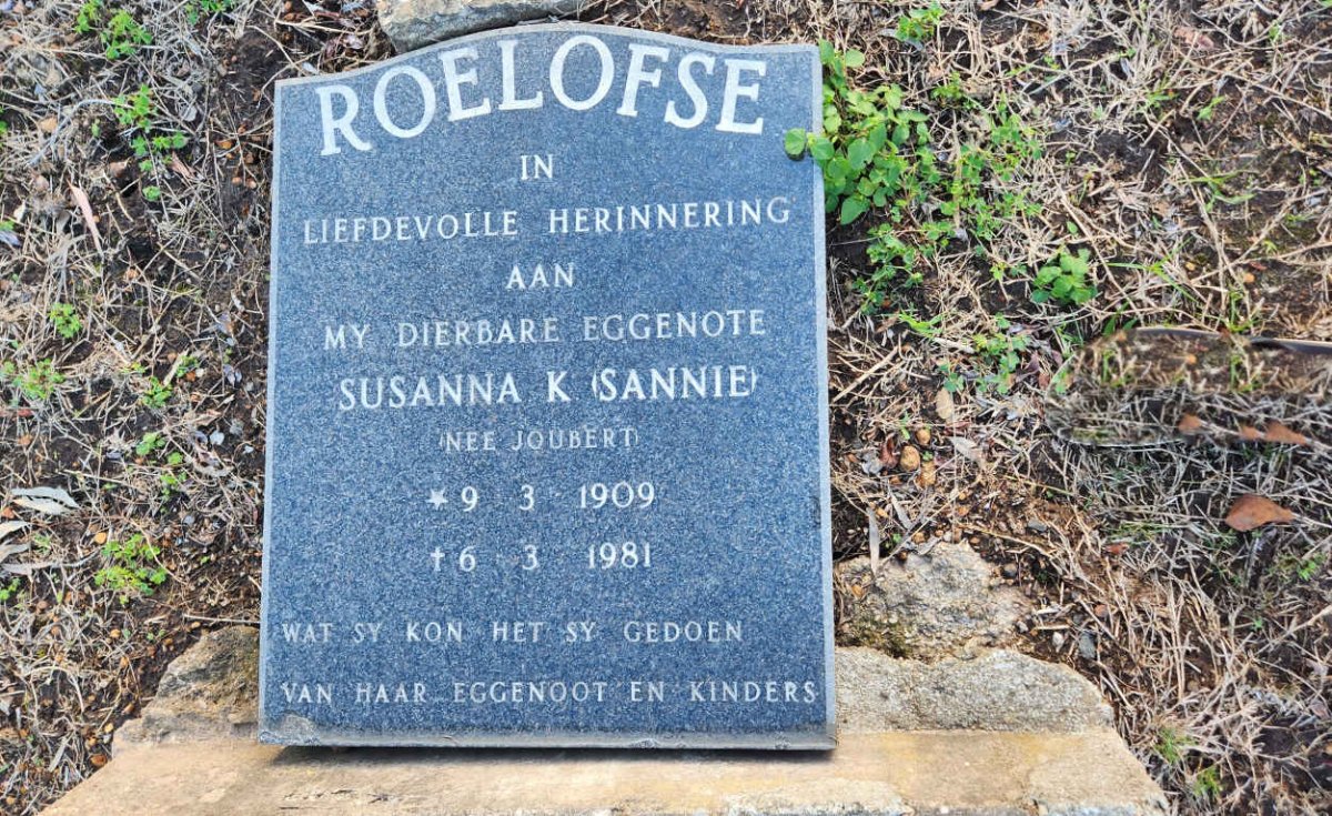 ROELOFSE Susanna K. nee JOUBERT 1909-1981
