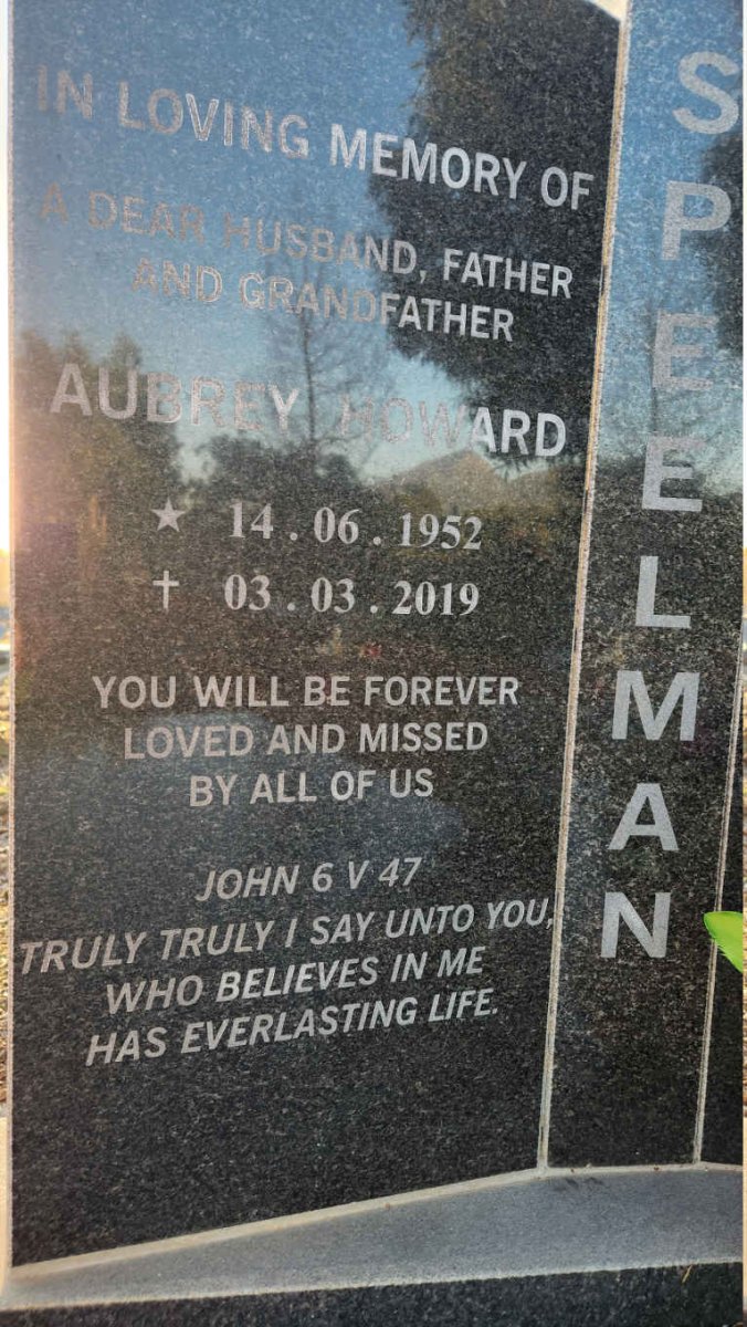SPEELMAN Aubrey Howard 1952-2019