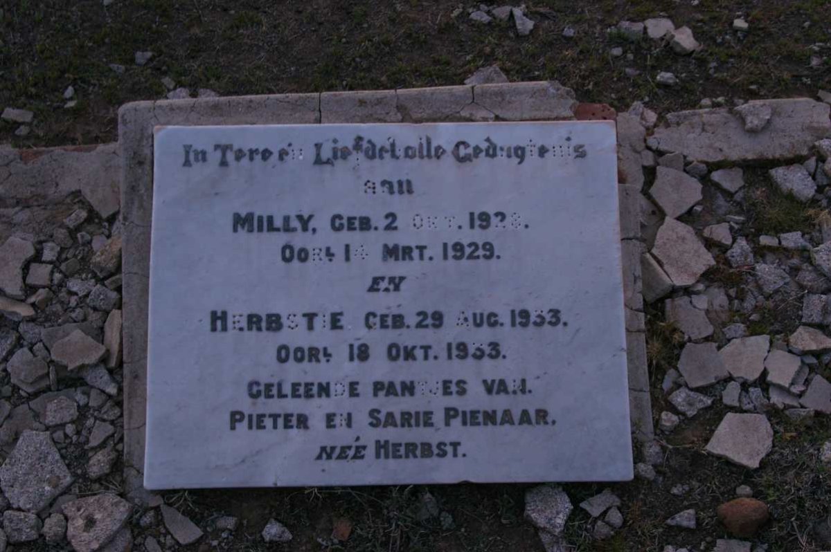 PIENAAR Milly 1928-1929 :: PIENAAR Herbstie 1933-1933