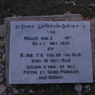 PIENAAR Milly 1928-1929 :: PIENAAR Herbstie 1933-1933