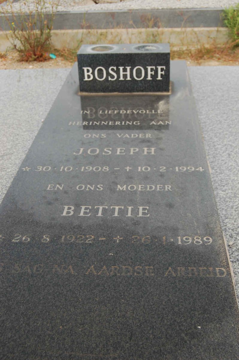 BOSHOFF Joseph 1908-1994 &amp; Bettie 1922-1989