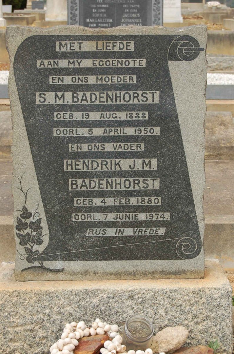 BADENHORST Hendrik J.M. 1880-1974 &amp; S.M. 1888-1950
