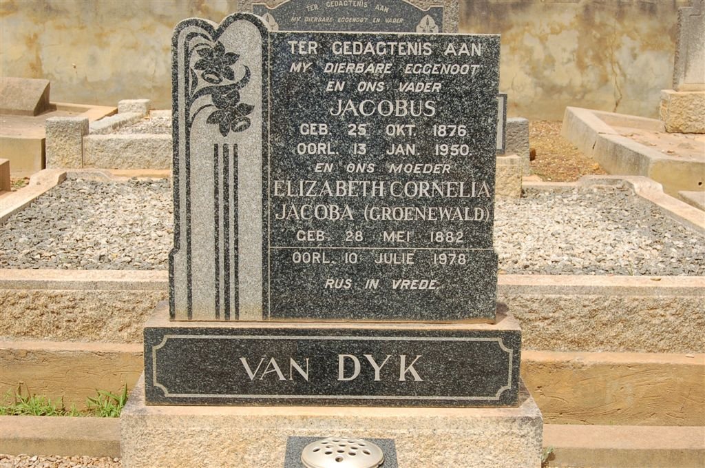 DYK Jacobus, van 1876-1950 &amp; Elizabeth Cornelia Jacoba GROENEWALD 1882-1978