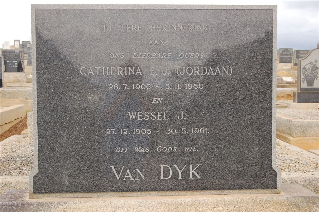 DYK Wessel J., van 1905-1961 &amp; Catharina E.J. JORDAAN 1906-1960