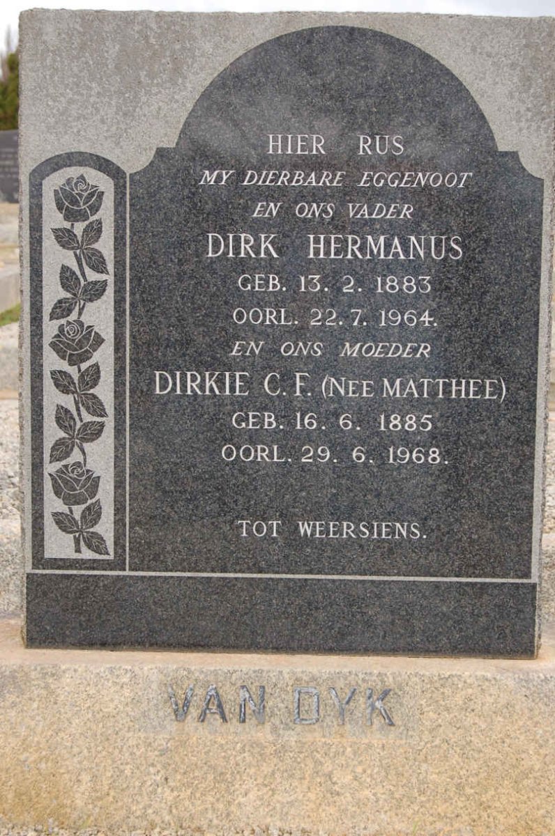 DYK Dirk Hermanus, van 1883-1964 &amp; Dirkie C.F. MATTHEE 1885-1968